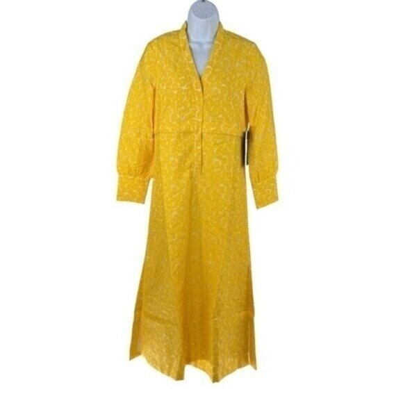 Tuckernuck NEW Yellow Daisy Jacquard Aurelia Long Sleeve Floral Maxi Dress XL - Picture 4 of 13